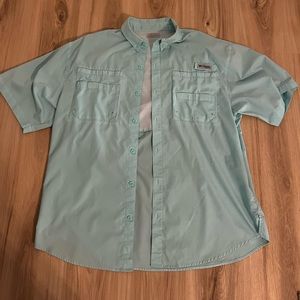 Columbia PFG Men’s Fishing Shirt Size Large aqua / blue